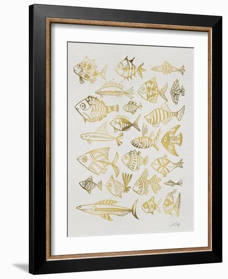 Fish Inklings in Gold Ink-Cat Coquillette-Framed Art Print