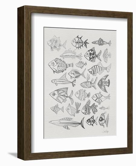 Fish Inklings in Silver Ink-Cat Coquillette-Framed Art Print