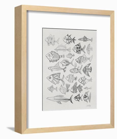 Fish Inklings in Silver Ink-Cat Coquillette-Framed Art Print