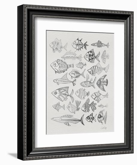 Fish Inklings in Silver Ink-Cat Coquillette-Framed Art Print