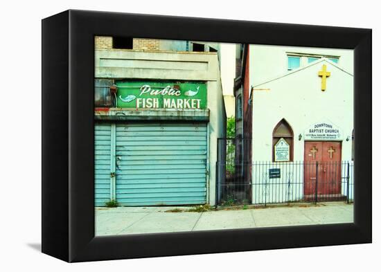 Fish Market and Baptist Church in Harlem, New York City-Sabine Jacobs-Framed Premier Image Canvas