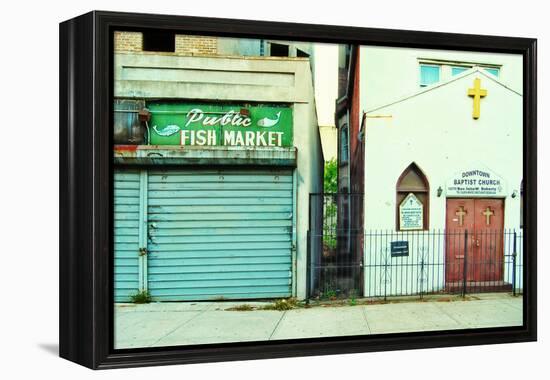 Fish Market and Baptist Church in Harlem, New York City-Sabine Jacobs-Framed Premier Image Canvas