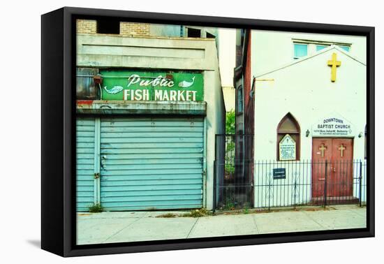 Fish Market and Baptist Church in Harlem, New York City-Sabine Jacobs-Framed Premier Image Canvas