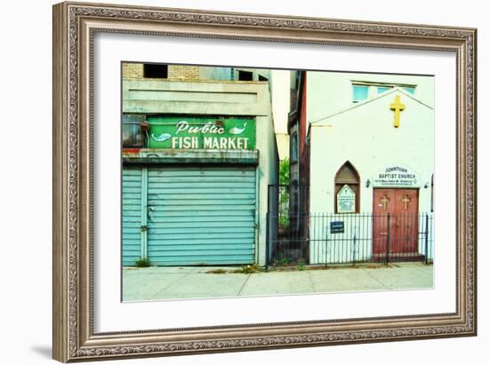 Fish Market and Baptist Church in Harlem, New York City-Sabine Jacobs-Framed Photographic Print