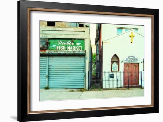 Fish Market and Baptist Church in Harlem, New York City-Sabine Jacobs-Framed Photographic Print