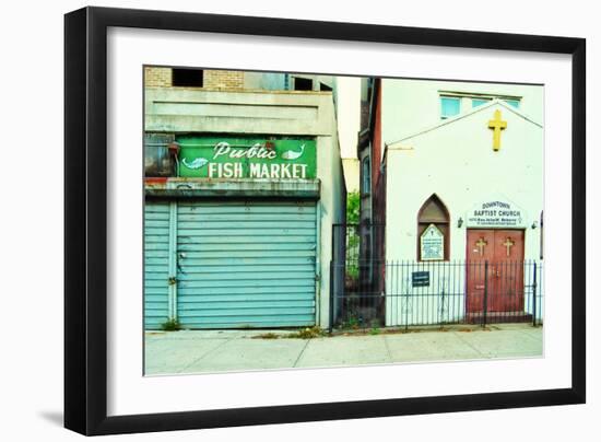 Fish Market and Baptist Church in Harlem, New York City-Sabine Jacobs-Framed Photographic Print