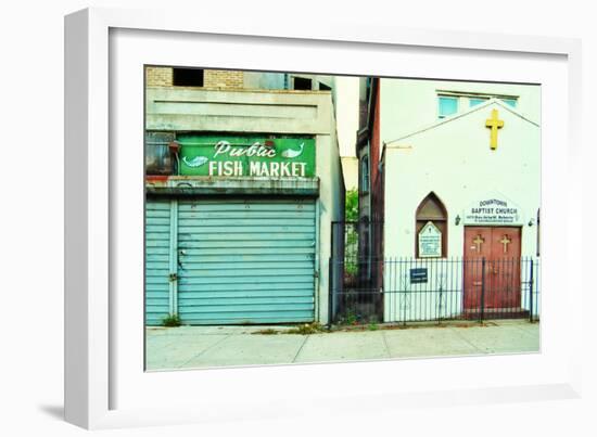 Fish Market and Baptist Church in Harlem, New York City-Sabine Jacobs-Framed Photographic Print