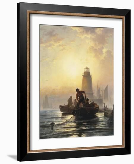 Fish Pond, Orient Bay, L. I, 1876-Edward Moran-Framed Giclee Print