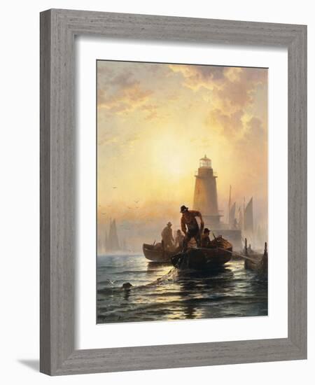 Fish Pond, Orient Bay, Long Island. 1876-Edward Moran-Framed Giclee Print