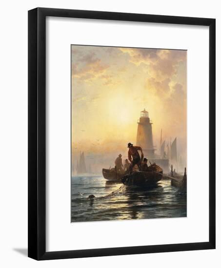 Fish Pond, Orient Bay, Long Island. 1876-Edward Moran-Framed Giclee Print