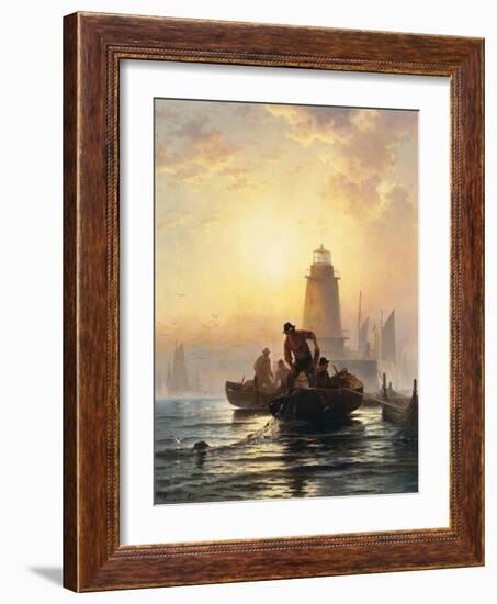 Fish Pond, Orient Bay, Long Island. 1876-Edward Moran-Framed Giclee Print