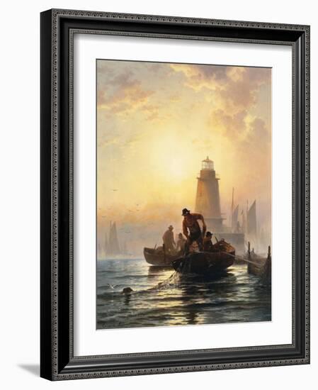 Fish Pond, Orient Bay, Long Island. 1876-Edward Moran-Framed Giclee Print