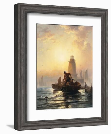 Fish Pond, Orient Bay, Long Island. 1876-Edward Moran-Framed Giclee Print