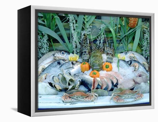 Fish Restaurant Display, Rethymnon, Crete, Greece-Peter Thompson-Framed Premier Image Canvas