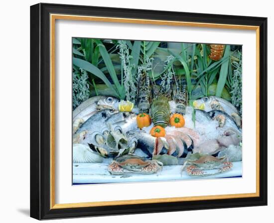 Fish Restaurant Display, Rethymnon, Crete, Greece-Peter Thompson-Framed Photographic Print