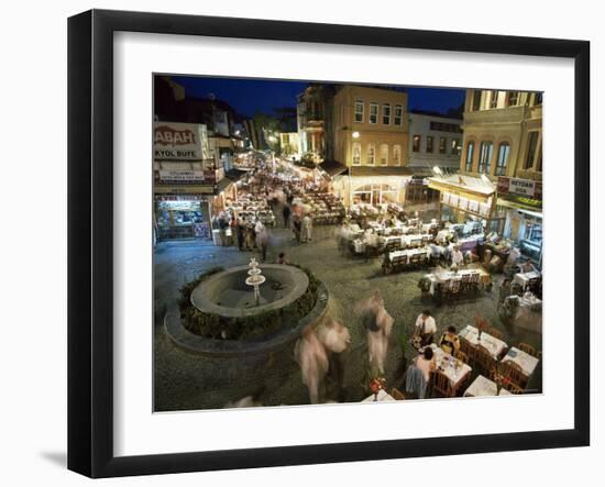 Fish Restaurants on the Pavement, Istanbul, Turkey-Simon Harris-Framed Photographic Print