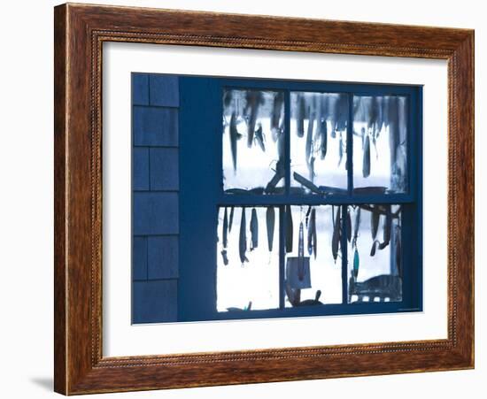 Fish Shack Window, Menemsha, Martha's Vineyard, Massachusetts, USA-Walter Bibikow-Framed Photographic Print