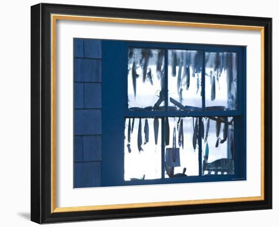 Fish Shack Window, Menemsha, Martha's Vineyard, Massachusetts, USA-Walter Bibikow-Framed Photographic Print