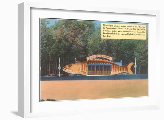 Fish-Shaped Drive-In, Roadside Retro-null-Framed Art Print