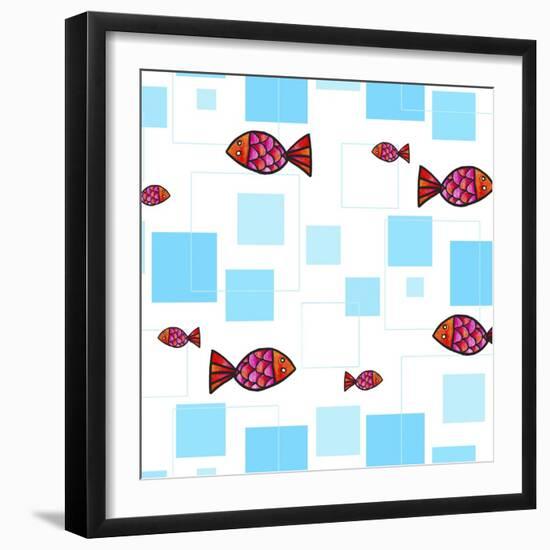 Fish Squares-null-Framed Giclee Print
