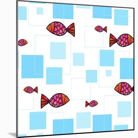 Fish Squares-null-Mounted Giclee Print