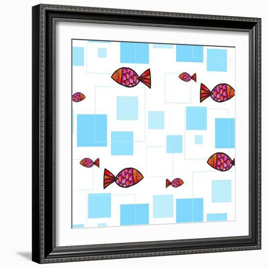 Fish Squares-null-Framed Giclee Print