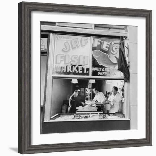 Fish Store in the Lower East Side, the Jewish Neighborhood of New York City. August 1942-null-Framed Photo