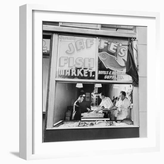 Fish Store in the Lower East Side, the Jewish Neighborhood of New York City. August 1942-null-Framed Photo