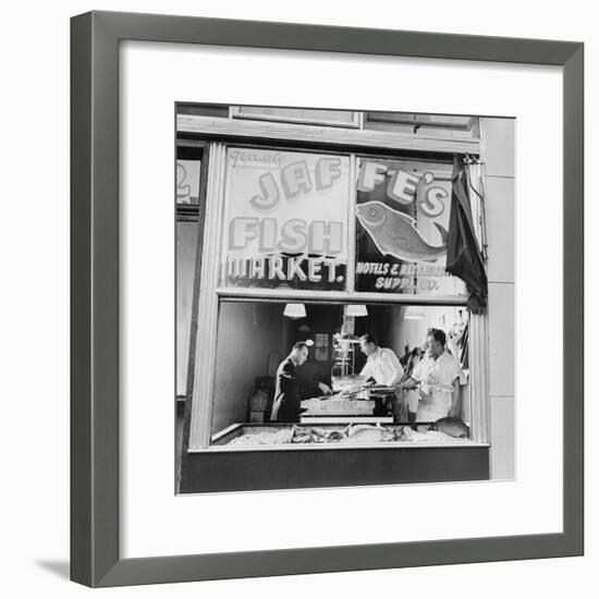 Fish Store in the Lower East Side, the Jewish Neighborhood of New York City. August 1942-null-Framed Photo