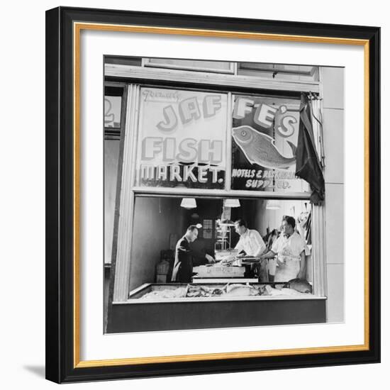 Fish Store in the Lower East Side, the Jewish Neighborhood of New York City. August 1942-null-Framed Photo