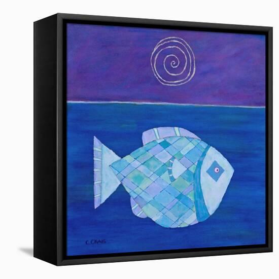 Fish With Spiral Moon-Casey Craig-Framed Stretched Canvas