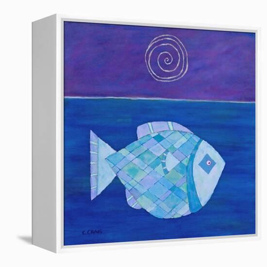 Fish With Spiral Moon-Casey Craig-Framed Stretched Canvas