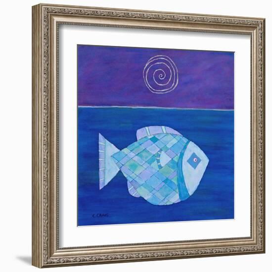 Fish With Spiral Moon-Casey Craig-Framed Art Print