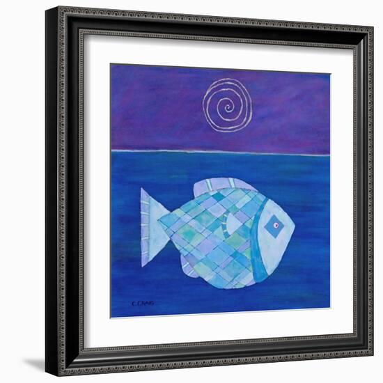 Fish With Spiral Moon-Casey Craig-Framed Art Print