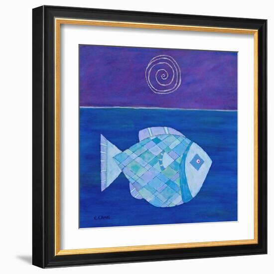 Fish With Spiral Moon-Casey Craig-Framed Art Print