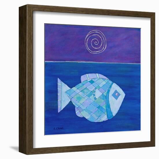 Fish With Spiral Moon-Casey Craig-Framed Art Print