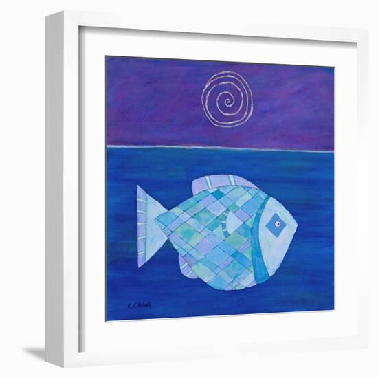 Fish With Spiral Moon-Casey Craig-Framed Art Print