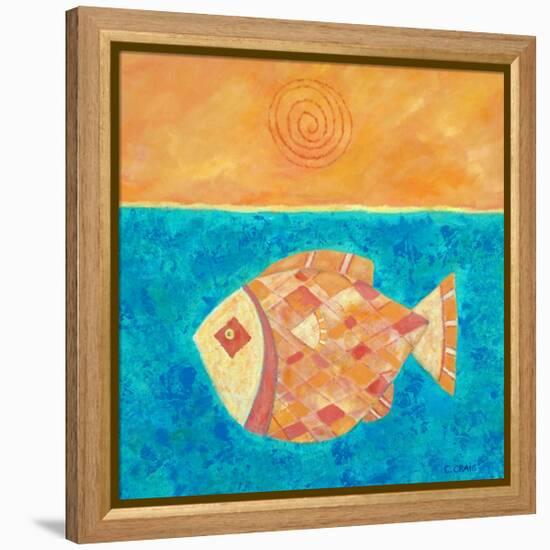 Fish With Spiral Sun-Casey Craig-Framed Stretched Canvas