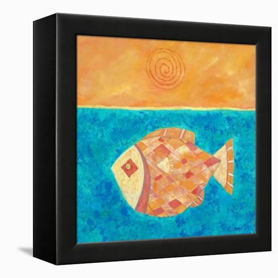 Fish With Spiral Sun-Casey Craig-Framed Stretched Canvas