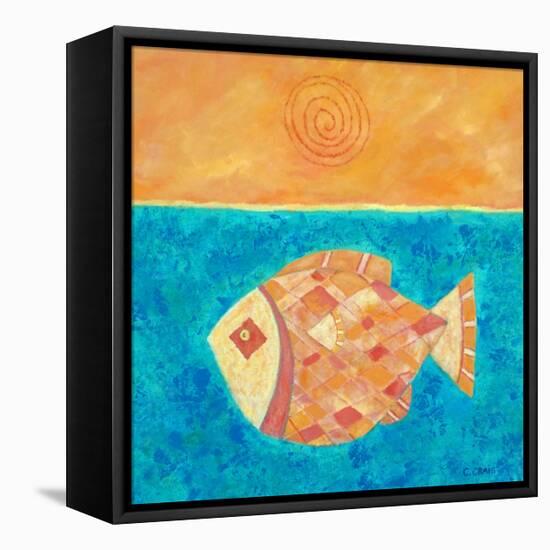 Fish With Spiral Sun-Casey Craig-Framed Stretched Canvas