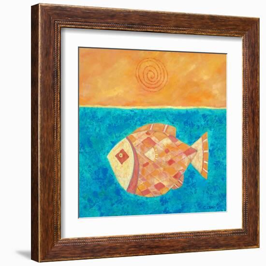 Fish With Spiral Sun-Casey Craig-Framed Art Print