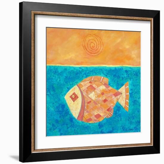 Fish With Spiral Sun-Casey Craig-Framed Art Print