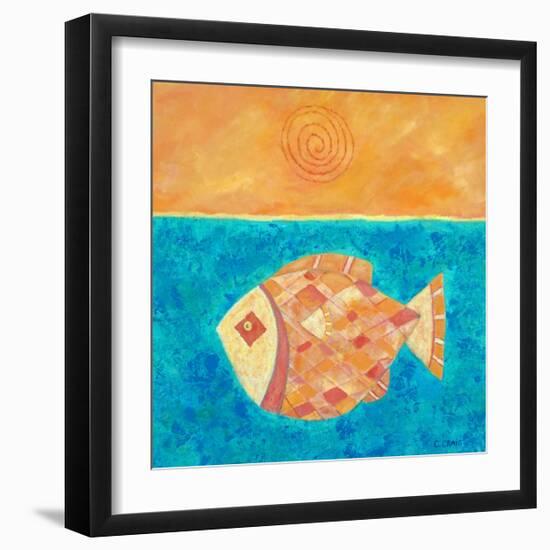 Fish With Spiral Sun-Casey Craig-Framed Art Print