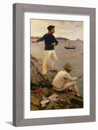 Fisher Boys, Falmouth, 1885-Henry Scott Tuke-Framed Giclee Print