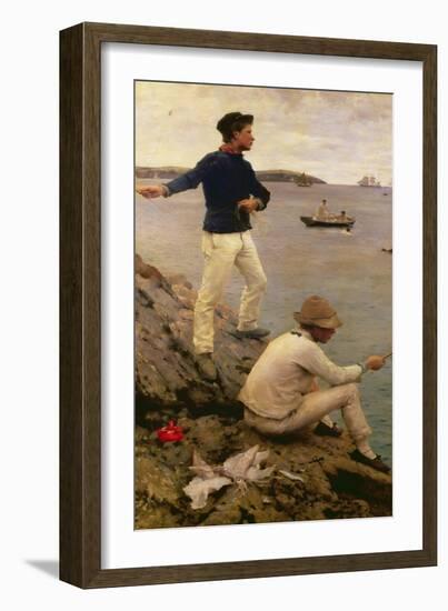 Fisher Boys, Falmouth, 1885-Henry Scott Tuke-Framed Giclee Print