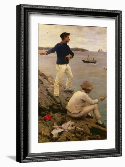 Fisher Boys, Falmouth, 1885-Henry Scott Tuke-Framed Giclee Print