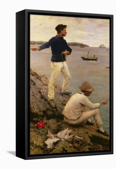 Fisher Boys, Falmouth, 1885-Henry Scott Tuke-Framed Premier Image Canvas