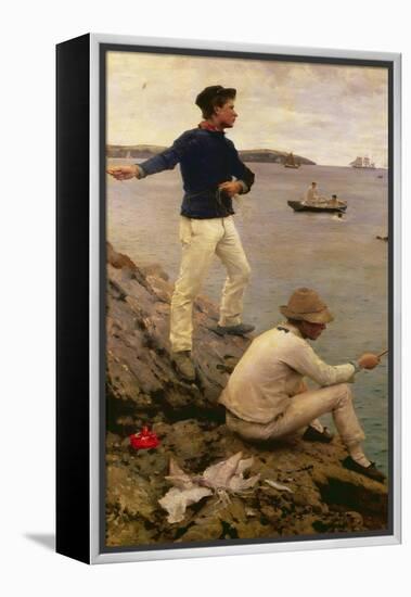 Fisher Boys, Falmouth, 1885-Henry Scott Tuke-Framed Premier Image Canvas