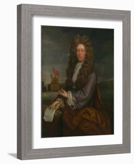 Fisher Harding, Master Shipwright, Active 1664-1706, with the Launch of the 'Royal Sovereign', 1701-Jonathan Richardson-Framed Giclee Print