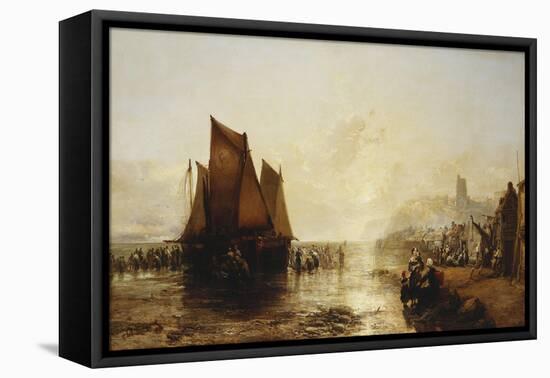 Fisherfolk Landing their Catch on Folkestone Beach-James Webb-Framed Premier Image Canvas